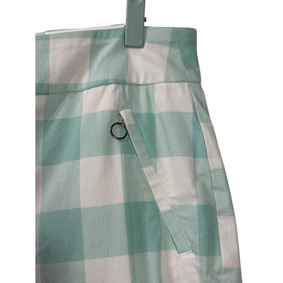 Cato Green White Checkered Plaid Capri Pants Mid Rise Size 16 New - Picture 2 of 7